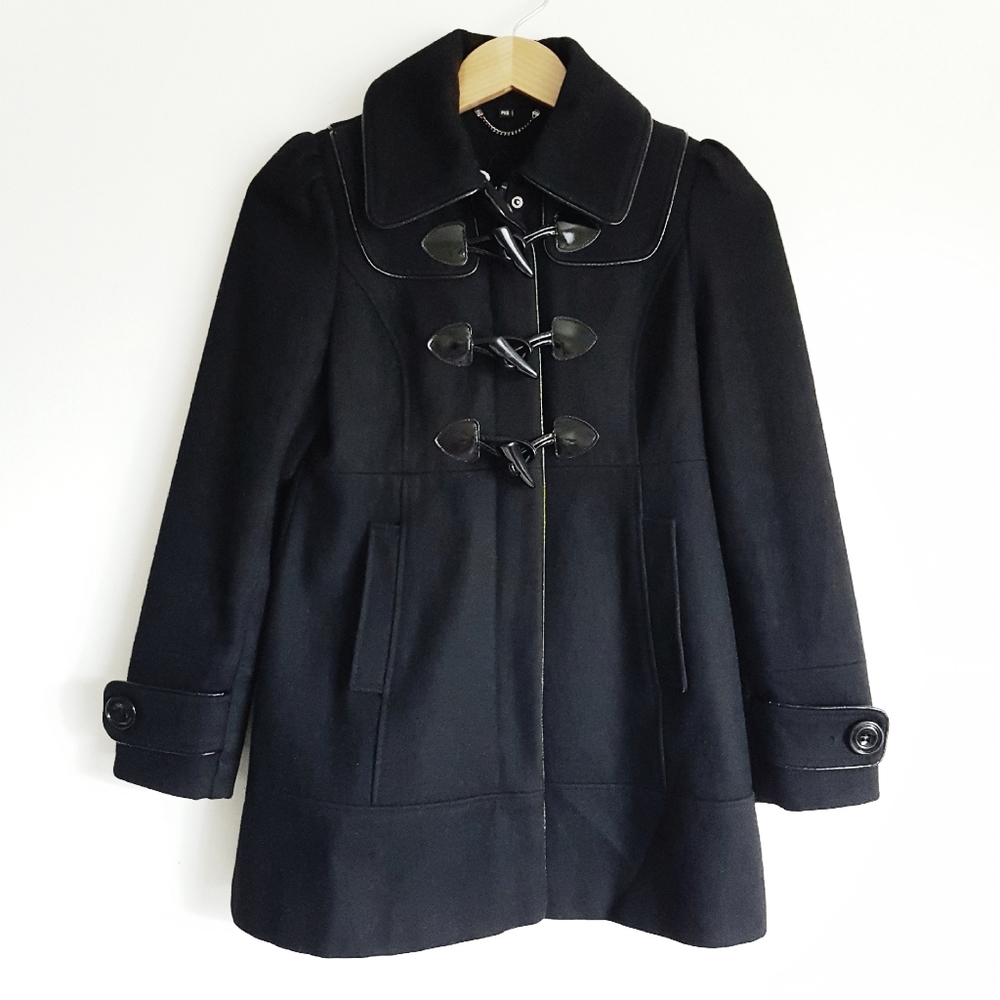 GUESS Black Wool Toggle Coat Petite XS